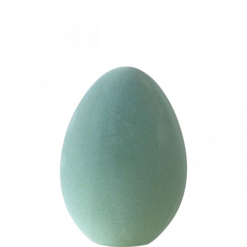 Easter egg plastic grey-green deco egg green flocked 25cm