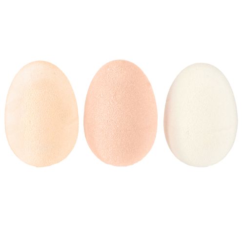 Floristik24 Easter Eggs Flocked in Peach Brown White H6cm 24pcs