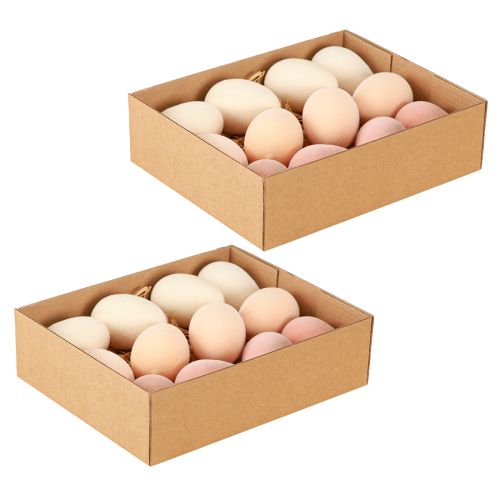 Product Easter Eggs Flocked in Peach Brown White H6cm 24pcs