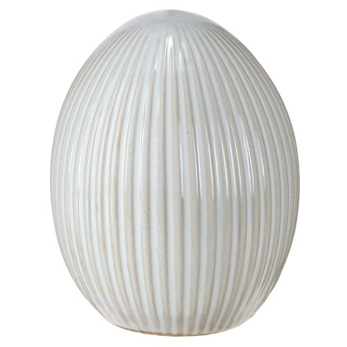 Easter Eggs Ceramic Decorative Egg with Grooves White Grey 10×12.5cm 2 Pcs