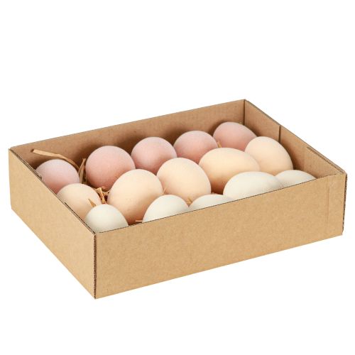 Product Easter Eggs Small Flocked Peach Brown White H4cm 15 Pcs