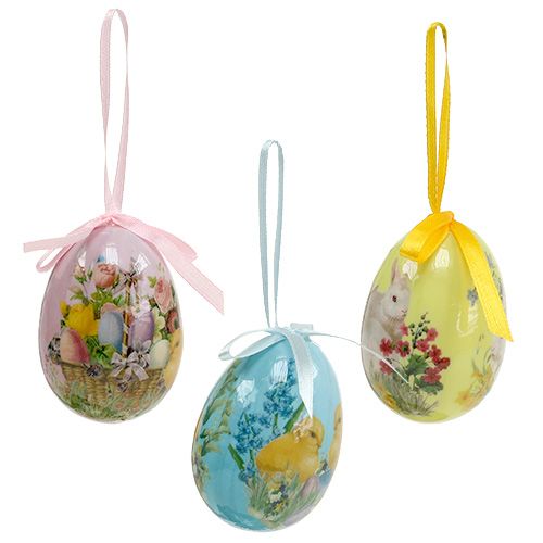 Floristik24 Easter eggs for hanging, assorted colors 7cm 6pcs