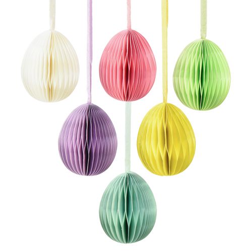 Floristik24 Easter Eggs for Hanging Honeycomb Eggs Decoration Colorful 8cm 6 Pcs