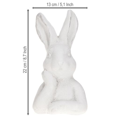 Product Easter Bunny Figurine Shabby Chic Rabbit Thinking White 11×9×20.5cm