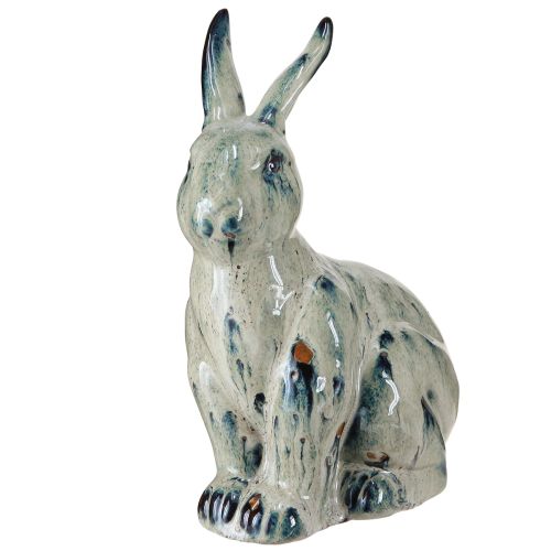 Product Easter Bunny Ceramic Beige Blue Glazed 18x11x25.5cm