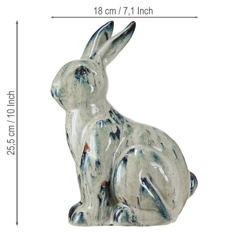 Product Easter Bunny Ceramic Beige Blue Glazed 18x11x25.5cm