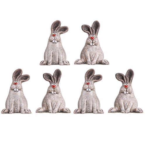 Floristik24 Easter Bunny Ceramic Funny Decoration Rabbit Brown H7cm 6 Pcs