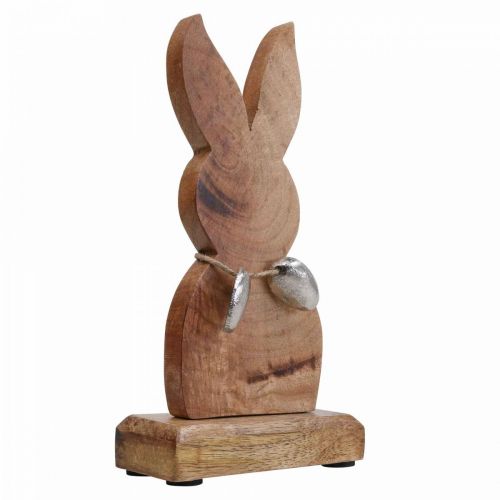 Product Easter bunny wood with eggs metal, table decoration Easter H20.5cm