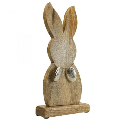 Easter bunny wood with metal eggs, Easter table decoration H31cm