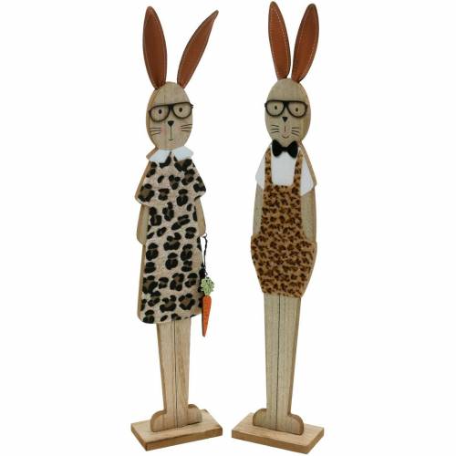 Floristik24 Easter bunny leopard skin and glasses wood Has Easter decoration set of 2