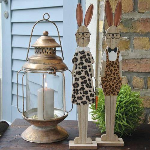 Product Easter bunny leopard skin and glasses wood Has Easter decoration set of 2