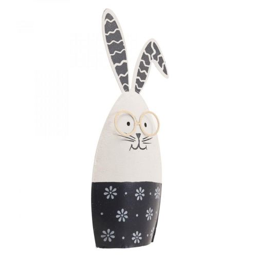 Product Easter bunny black and white bunny with glasses metal 18.5x7x3cm 2pcs