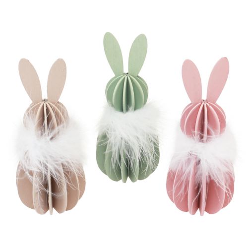 Easter Bunny Table Decoration Wooden Rabbit Colored 5.5×15cm 3 Pcs