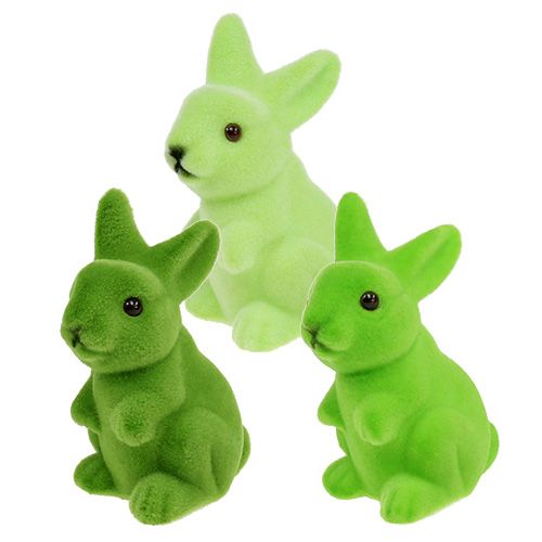 Floristik24 Easter bunny flocked 9,5cm green mix 9pcs