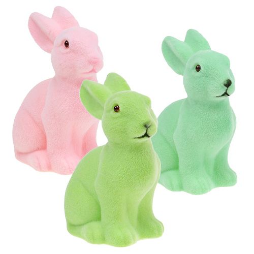 Floristik24 Easter bunny flocked pastel 15cm 3pcs