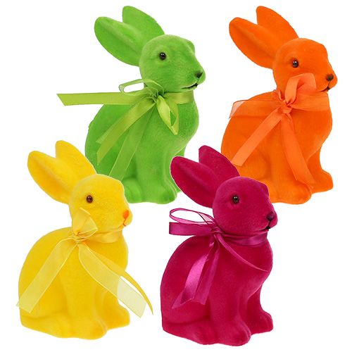 Floristik24 Easter bunny assorted 15cm flocked 4pcs