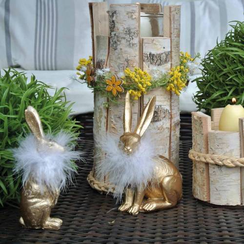 Floristik24 Easter Bunny with Feather Boa Spring Decoration Bunny Golden Easter Decoration