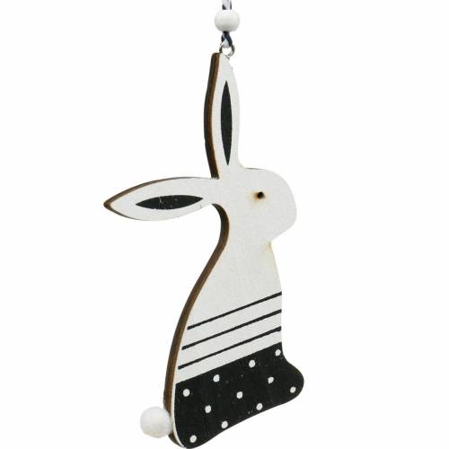 Product Easter bunny to hang black and white wooden deco bunny easter deco 12pcs