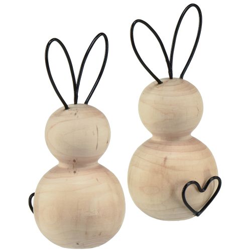 Floristik24 Easter bunnies wood metal in natural black H10.5cm 6 pcs