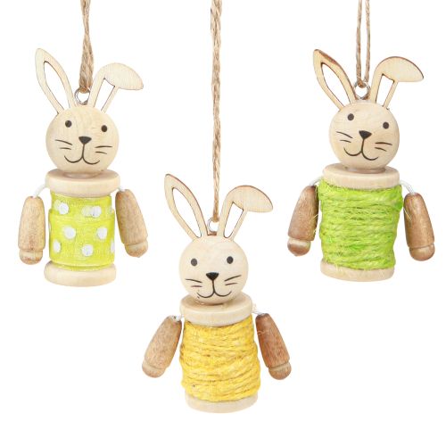 Floristik24 Easter bunnies for hanging Easter decoration wood jute H6.5cm 9 pcs