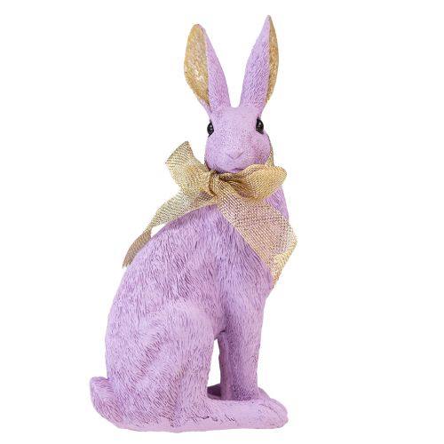 Product Easter Bunny Decoration Purple Gold Rabbit Sitting Decorative Figure H25cm