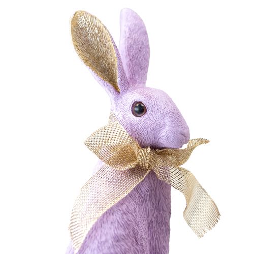 Product Easter Bunny Decoration Purple Gold Rabbit Sitting Decorative Figure H25cm