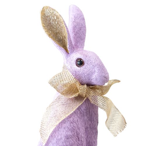 Floristik24 Easter Bunny Decoration Purple Gold Rabbit Sitting Decorative Figure H25cm