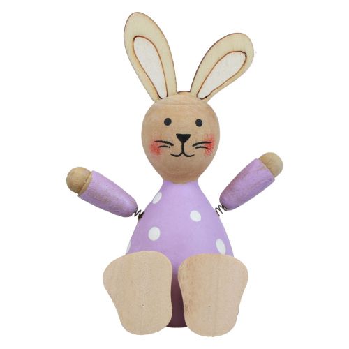 Product Easter bunnies colorful wooden bunnies dotted table decoration H8cm 4 pcs