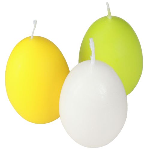 Easter candles egg candles green orange white H6cm Ø2.5cm 30pcs