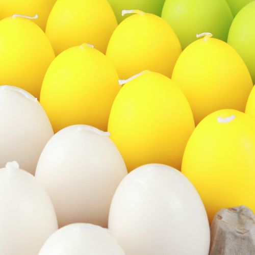 Product Easter candles egg candles green orange white H6cm Ø2.5cm 30pcs