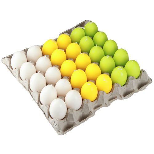 Product Easter candles egg candles green orange white H6cm Ø2.5cm 30pcs