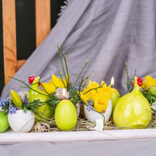 Floristik24 Easter candles egg shape, egg candles Easter lime Ø4.5cm H6cm 6pcs