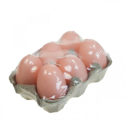 Floristik24 Easter candles egg shape, egg candles Easter Peach Ø4.5cm H6cm 6pcs