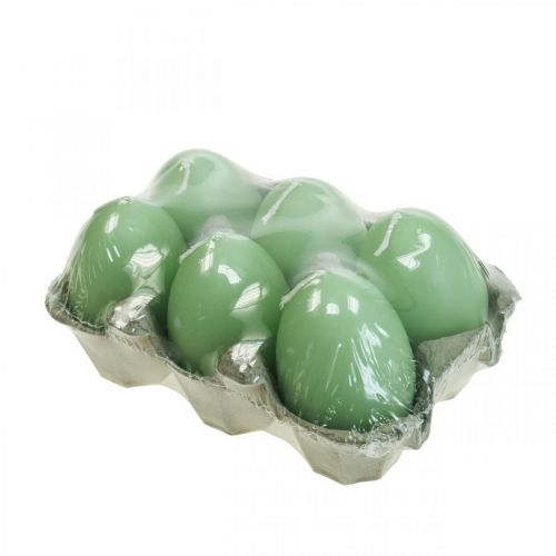Floristik24 Easter candles egg shape, egg candles Easter green Ø4.5cm H6cm 6pcs