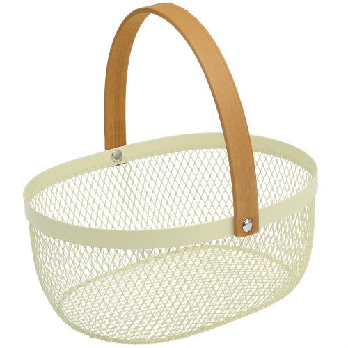 Floristik24 Easter basket made of metal cream 23.5cm x 18cm x 10cm