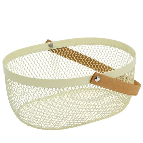 Floristik24 Easter basket made of metal cream 23.5cm x 18cm x 10cm