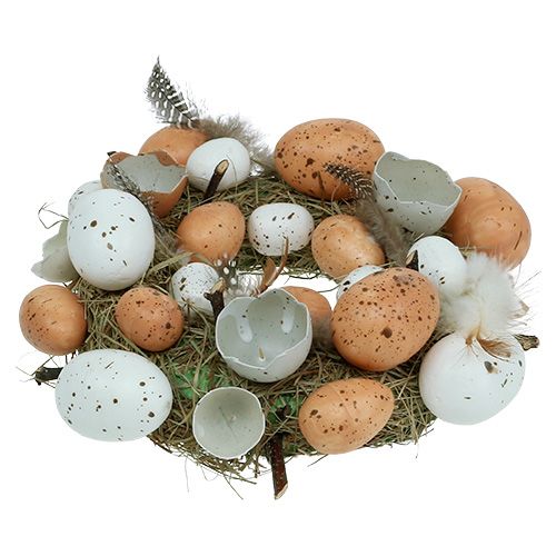 Easter wreath with eggs Ø24cm natural, white