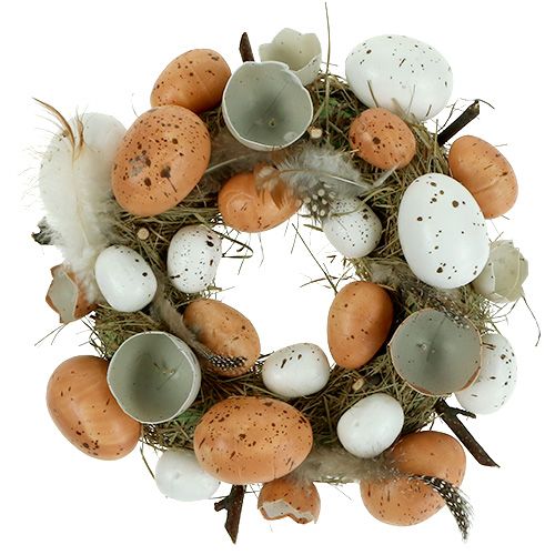 Floristik24 Easter wreath with eggs Ø24cm natural, white