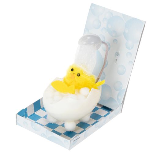 Product Easter chick decoration, chenille chick in the bathtub, yellow, 9cm