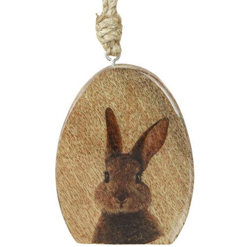 Easter Bunny Egg Hanging Ornament Wood 8×10.5cm 4pcs