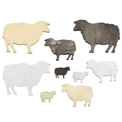 Product Streudeko sheep assorted 2cm - 6cm wood 90pcs