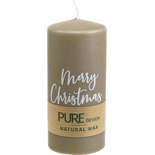 PURE pillar candles Merry Christmas 130/60mm wax brown 4pcs
