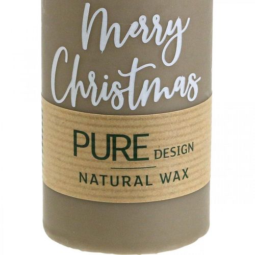 Product Advent candles &quot;Merry Christmas&quot; - natural wax pillar candles in brown, set of 4, Ø60mm, height 130mm, RAL quality mark, decorative Christmas candles