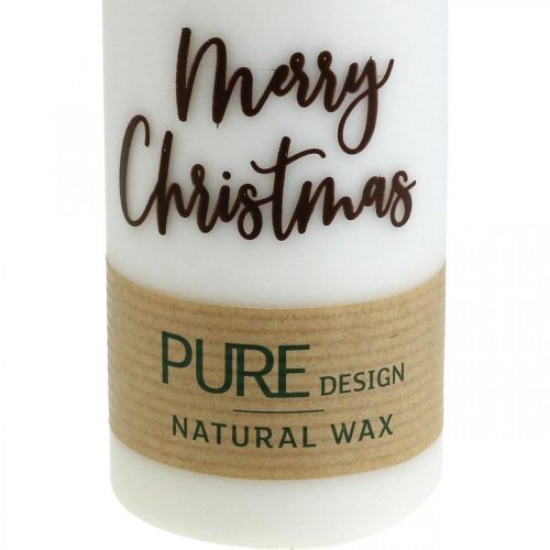 Product PURE pillar candles Merry Christmas 130/60mm wax white 4pcs