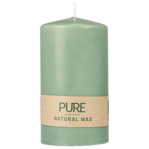 Floristik24 PURE pillar candle green emerald Wenzel candles 130/70mm