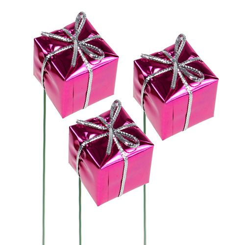 Floristik24 Parcel 2.5cm on wire Pink 60pcs