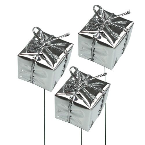 Package on wire silver 2.5cm 60pcs | Floristik24.ie