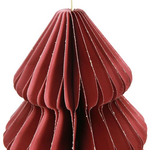 Floristik24 Paper Christmas tree for hanging Bordeaux H40cm 2pcs