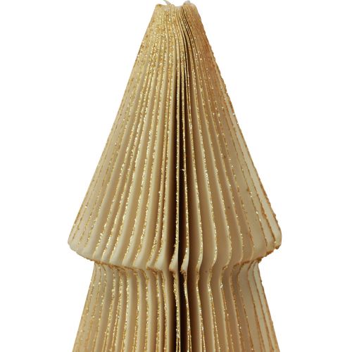 Product Paper Christmas Tree Fir Tree Small Cream Gold H30cm