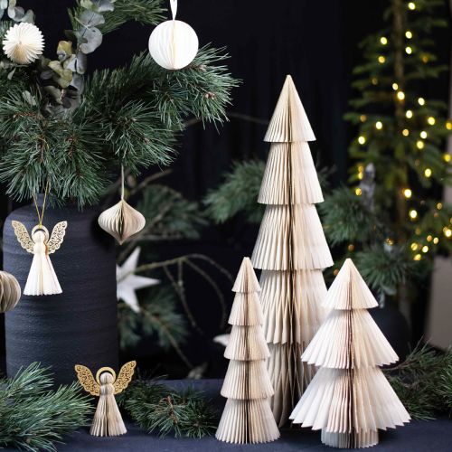 Floristik24 Paper Christmas Tree Small White Gold H30cm
